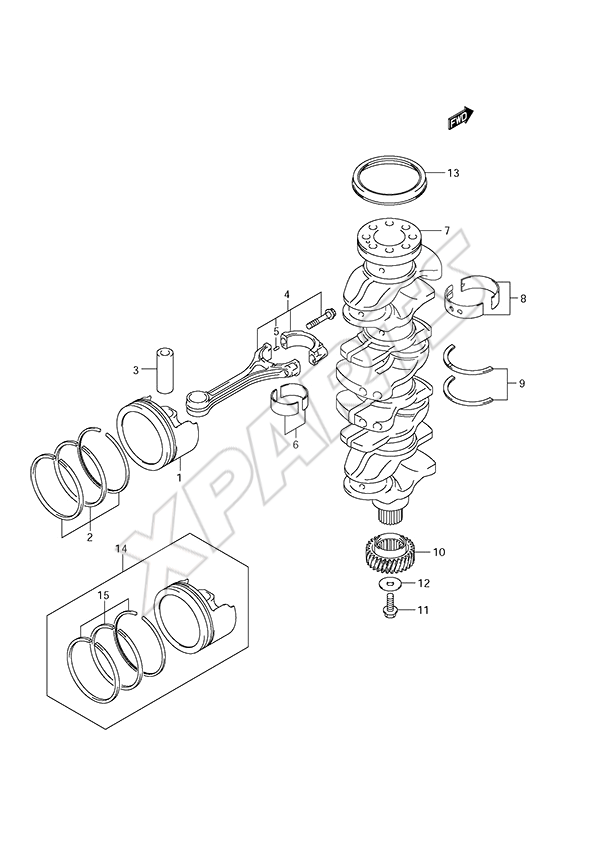  Crankshaft til Suzuki motor